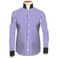 Navy Blue Striped One Piece Collar Shirt For Men Gift Giza Cotton Satin High Tall Neck Stiff Collar Shirt Chinese Mandarin Band Collar Dress Shirt
