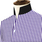 Navy Blue Striped One Piece Collar Shirt For Men Gift Giza Cotton Satin High Tall Neck Stiff Collar Shirt Chinese Mandarin Band Collar Dress Shirt
