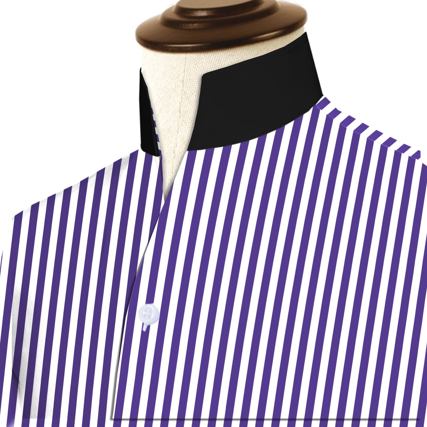 Navy Blue Striped One Piece Collar Shirt For Men Gift Giza Cotton Satin High Tall Neck Stiff Collar Shirt Chinese Mandarin Band Collar Dress Shirt