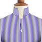 Navy Blue Striped One Piece Collar Shirt For Men Gift Giza Cotton Satin High Tall Neck Stiff Collar Shirt Chinese Mandarin Band Collar Dress Shirt