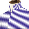 Navy Blue Striped One Piece Collar Shirt For Men Gift Giza Cotton Satin High Tall Neck Stiff Collar Shirt Chinese Mandarin Band Collar Dress Shirt