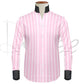Pink Striped One Piece Collar Shirt For Men Gift Giza Cotton Satin High Tall Neck Stiff Collar Shirt Chinese Mandarin Band Collar Dress Shirt