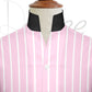 Pink Striped One Piece Collar Shirt For Men Gift Giza Cotton Satin High Tall Neck Stiff Collar Shirt Chinese Mandarin Band Collar Dress Shirt