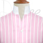 Pink Striped One Piece Collar Shirt For Men Gift Giza Cotton Satin High Tall Neck Stiff Collar Shirt Chinese Mandarin Band Collar Dress Shirt