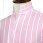 Pink Striped One Piece Collar Shirt For Men Gift Giza Cotton Satin High Tall Neck Stiff Collar Shirt Chinese Mandarin Band Collar Dress Shirt