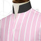 Pink Striped One Piece Collar Shirt For Men Gift Giza Cotton Satin High Tall Neck Stiff Collar Shirt Chinese Mandarin Band Collar Dress Shirt