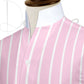 Pink Striped One Piece Collar Shirt For Men Gift Giza Cotton Satin High Tall Neck Stiff Collar Shirt Chinese Mandarin Band Collar Dress Shirt