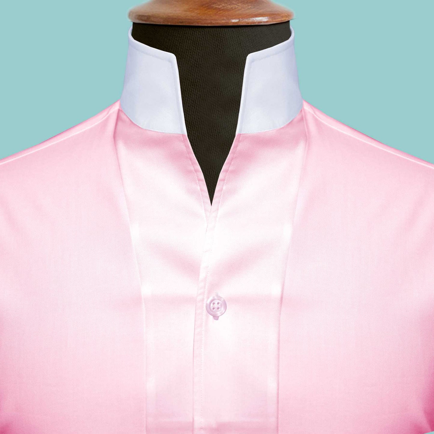Pink One Piece Collar Shirt For Men Gift Giza Cotton Satin High Tall Neck Stiff Collar Shirt Chinese Mandarin Band Collar Dress Shirt