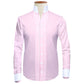 Pink Striped One Piece Collar Shirt For Men Gift Giza Cotton Satin High Tall Neck Stiff Collar Shirt Chinese Mandarin Band Collar Dress Shirt