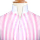 Pink Striped One Piece Collar Shirt For Men Gift Giza Cotton Satin High Tall Neck Stiff Collar Shirt Chinese Mandarin Band Collar Dress Shirt