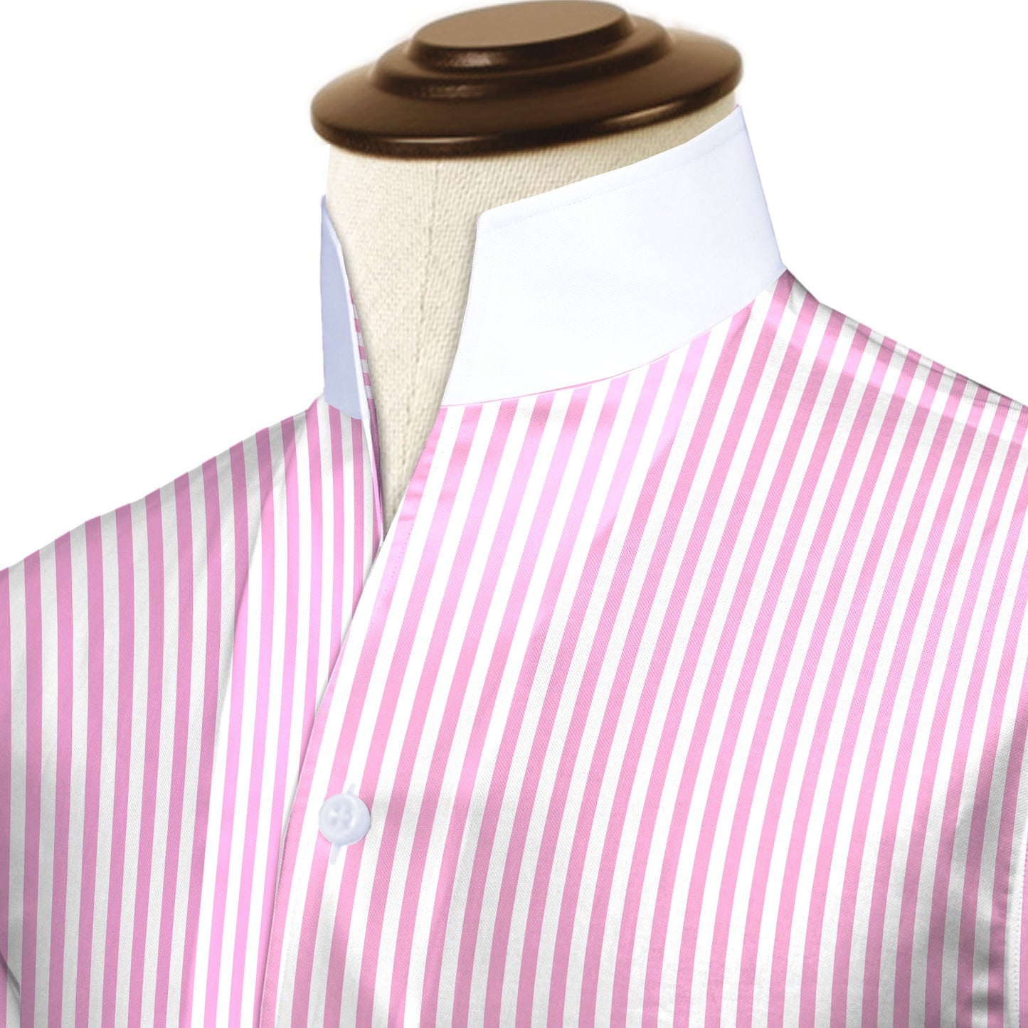 Pink Striped One Piece Collar Shirt For Men Gift Giza Cotton Satin High Tall Neck Stiff Collar Shirt Chinese Mandarin Band Collar Dress Shirt