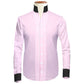 Pink Striped One Piece Collar Shirt For Men Gift Giza Cotton Satin High Tall Neck Stiff Collar Shirt Chinese Mandarin Band Collar Dress Shirt
