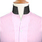 Pink Striped One Piece Collar Shirt For Men Gift Giza Cotton Satin High Tall Neck Stiff Collar Shirt Chinese Mandarin Band Collar Dress Shirt