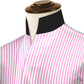 Pink Striped One Piece Collar Shirt For Men Gift Giza Cotton Satin High Tall Neck Stiff Collar Shirt Chinese Mandarin Band Collar Dress Shirt
