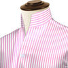 Pink Striped One Piece Collar Shirt For Men Gift Giza Cotton Satin High Tall Neck Stiff Collar Shirt Chinese Mandarin Band Collar Dress Shirt