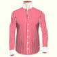 Red Striped One Piece Collar Shirt For Men Gift Giza Cotton Satin High Tall Neck Stiff Collar Shirt Chinese Mandarin Band Collar Dress Shirt