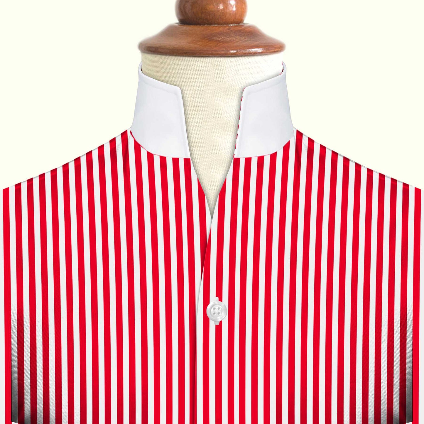 Red Striped One Piece Collar Shirt For Men Gift Giza Cotton Satin High Tall Neck Stiff Collar Shirt Chinese Mandarin Band Collar Dress Shirt