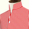 Red Striped One Piece Collar Shirt For Men Gift Giza Cotton Satin High Tall Neck Stiff Collar Shirt Chinese Mandarin Band Collar Dress Shirt