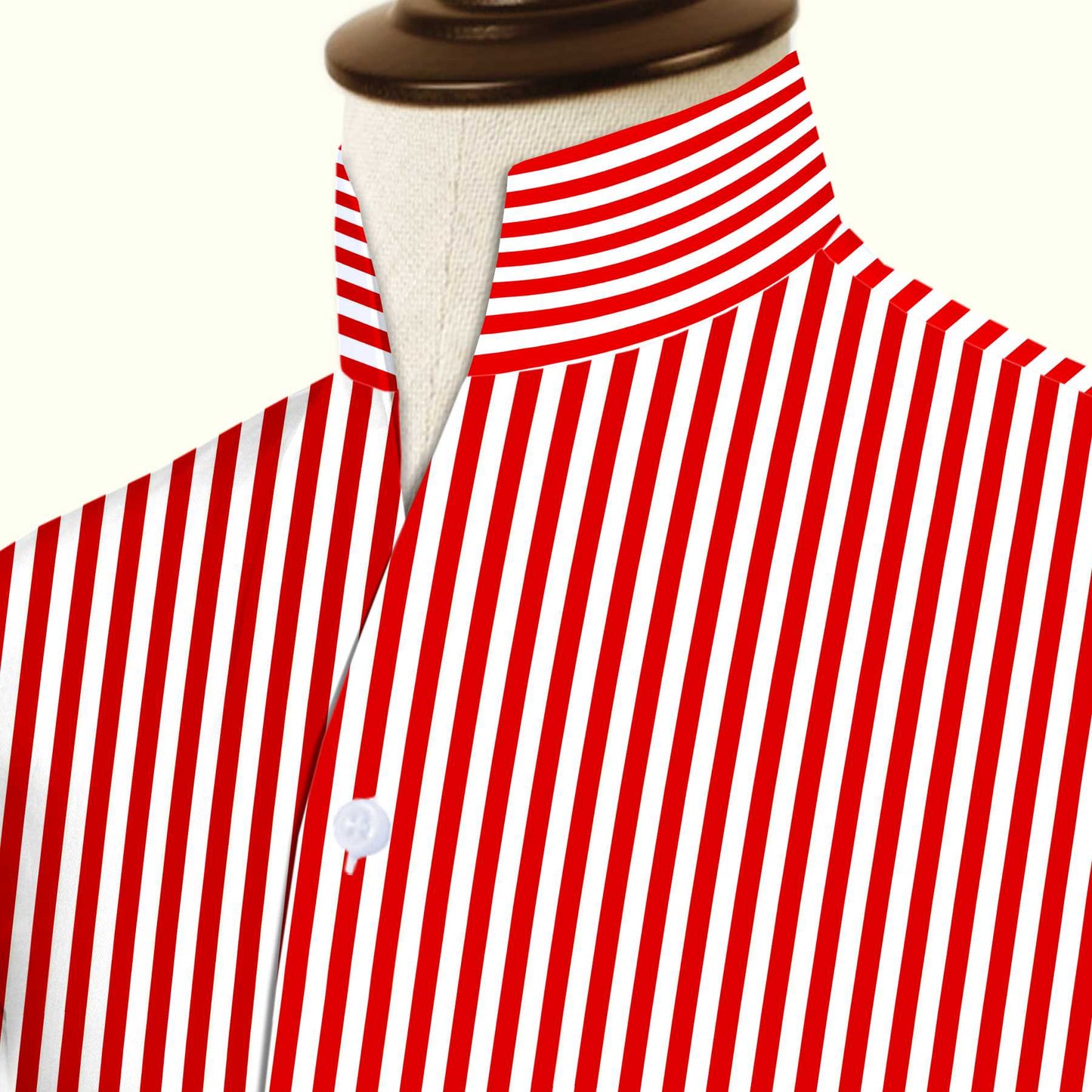 Red Striped One Piece Collar Shirt For Men Gift Giza Cotton Satin High Tall Neck Stiff Collar Shirt Chinese Mandarin Band Collar Dress Shirt