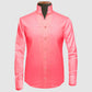 Rose Red One Piece Collar Shirt For Men Gift Giza Cotton Satin High Tall Neck Stiff Collar Shirt Chinese Mandarin Band Collar Dress Shirt