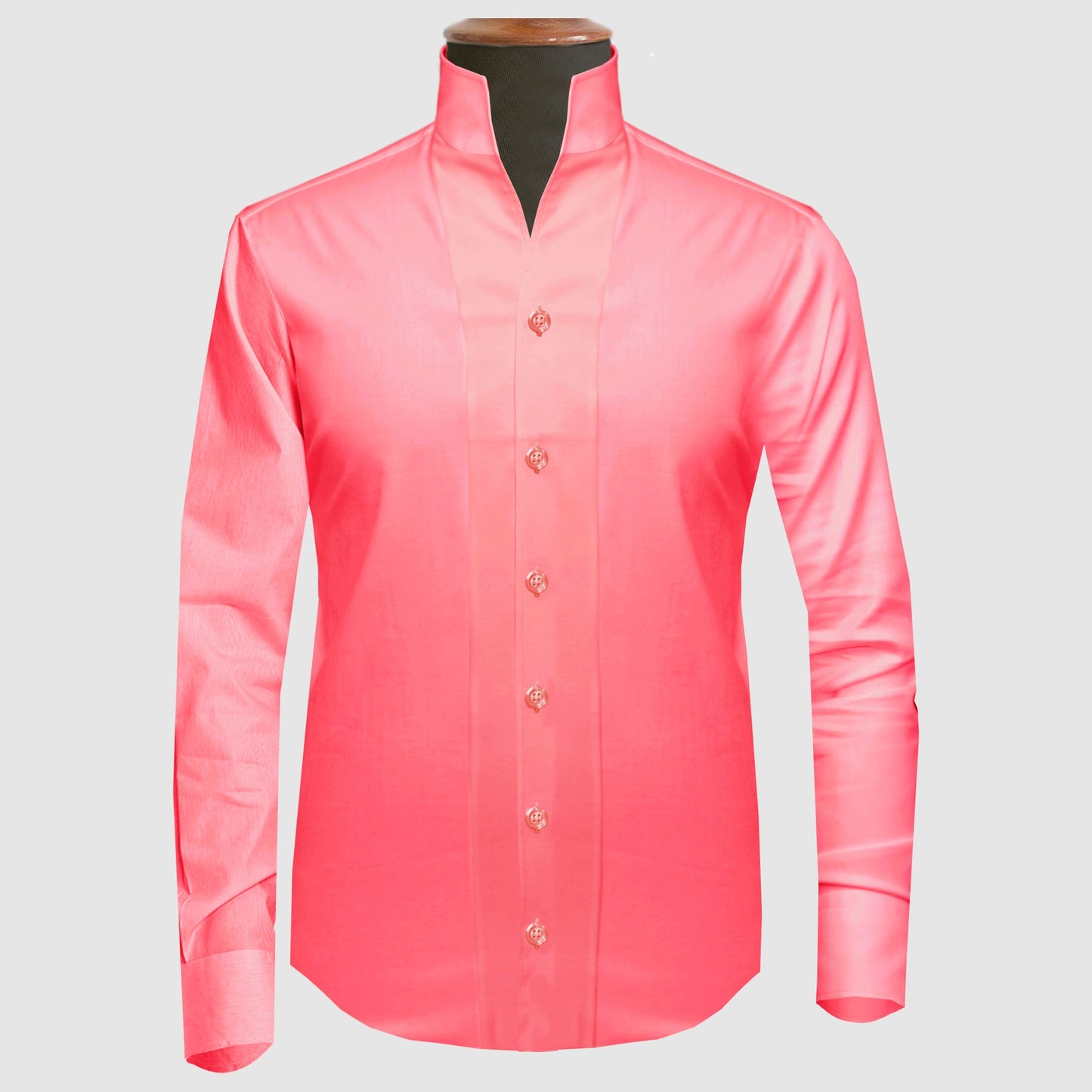 Rose Red One Piece Collar Shirt For Men Gift Giza Cotton Satin High Tall Neck Stiff Collar Shirt Chinese Mandarin Band Collar Dress Shirt