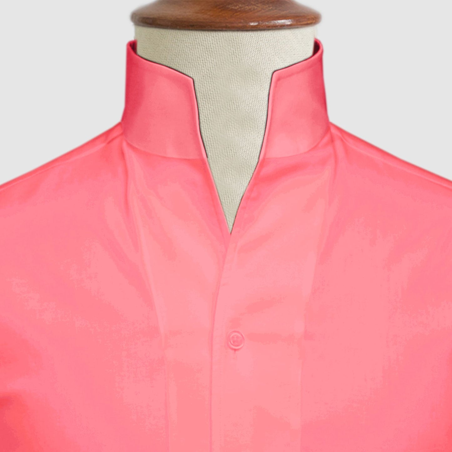 Rose Red One Piece Collar Shirt For Men Gift Giza Cotton Satin High Tall Neck Stiff Collar Shirt Chinese Mandarin Band Collar Dress Shirt