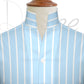 Sky Blue Striped One Piece Collar Shirt For Men Gift Giza Cotton Satin High Tall Neck Stiff Collar Shirt Chinese Mandarin Band Collar Dress Shirt