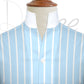Sky Blue Striped One Piece Collar Shirt For Men Gift Giza Cotton Satin High Tall Neck Stiff Collar Shirt Chinese Mandarin Band Collar Dress Shirt