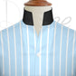 Sky Blue Striped One Piece Collar Shirt For Men Gift Giza Cotton Satin High Tall Neck Stiff Collar Shirt Chinese Mandarin Band Collar Dress Shirt