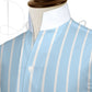 Sky Blue Striped One Piece Collar Shirt For Men Gift Giza Cotton Satin High Tall Neck Stiff Collar Shirt Chinese Mandarin Band Collar Dress Shirt