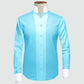 Sea Blue One Piece Collar Shirt For Men Gift Giza Cotton Satin High Tall Neck Stiff Collar Shirt Chinese Mandarin Band Collar Dress Shirt
