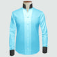 Sea Blue One Piece Collar Shirt For Men Gift Giza Cotton Satin High Tall Neck Stiff Collar Shirt Chinese Mandarin Band Collar Dress Shirt