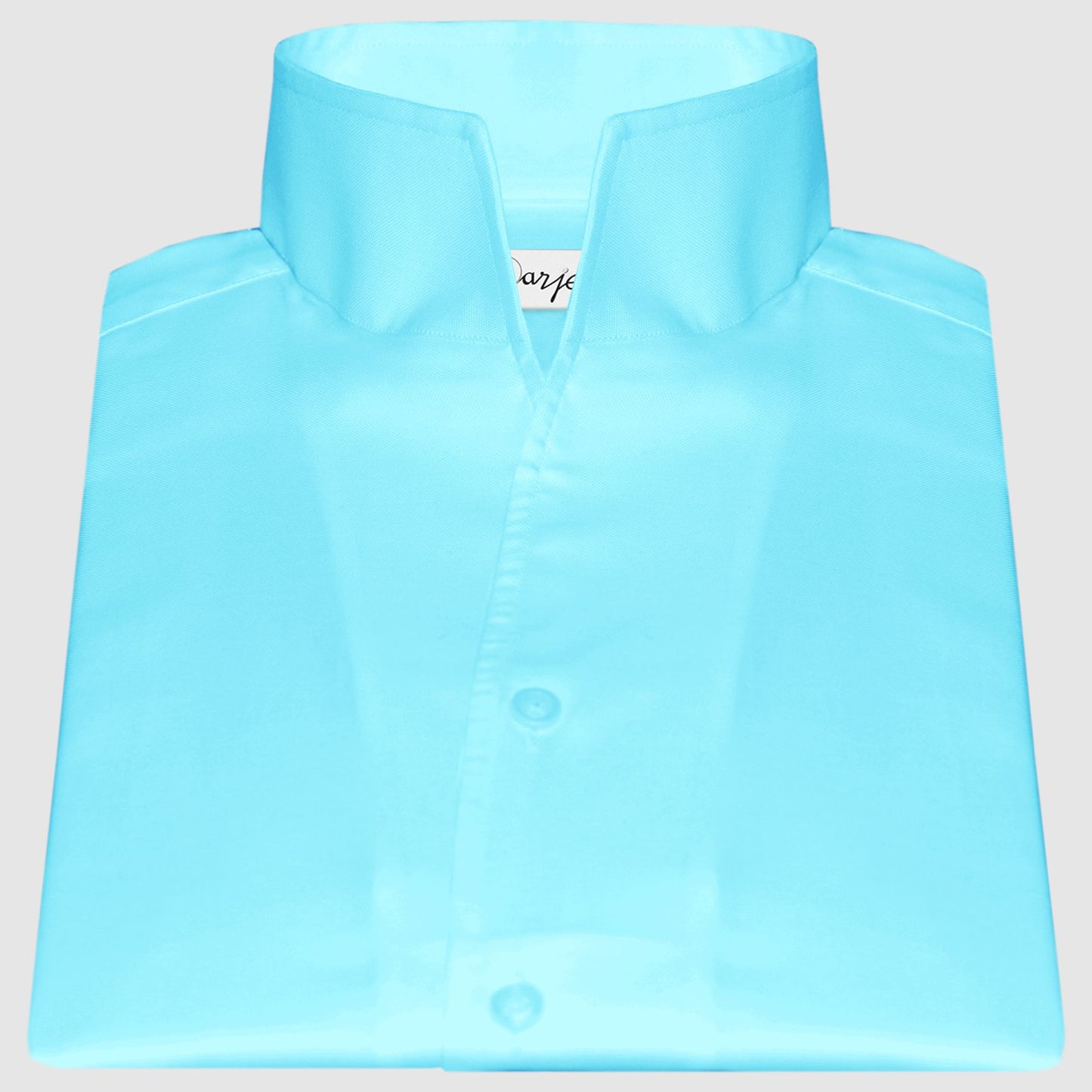 Sea Blue One Piece Collar Shirt For Men Gift Giza Cotton Satin High Tall Neck Stiff Collar Shirt Chinese Mandarin Band Collar Dress Shirt