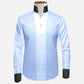 Sky Blue One Piece Collar Shirt For Men Gift Giza Cotton Satin High Tall Neck Stiff Collar Shirt Chinese Mandarin Band Collar Dress Shirt