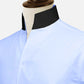 Sky Blue One Piece Collar Shirt For Men Gift Giza Cotton Satin High Tall Neck Stiff Collar Shirt Chinese Mandarin Band Collar Dress Shirt