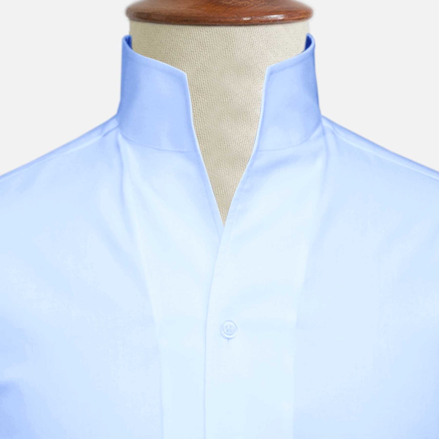 Sky Blue One Piece Collar Shirt For Men Gift Giza Cotton Satin High Tall Neck Stiff Collar Shirt Chinese Mandarin Band Collar Dress Shirt