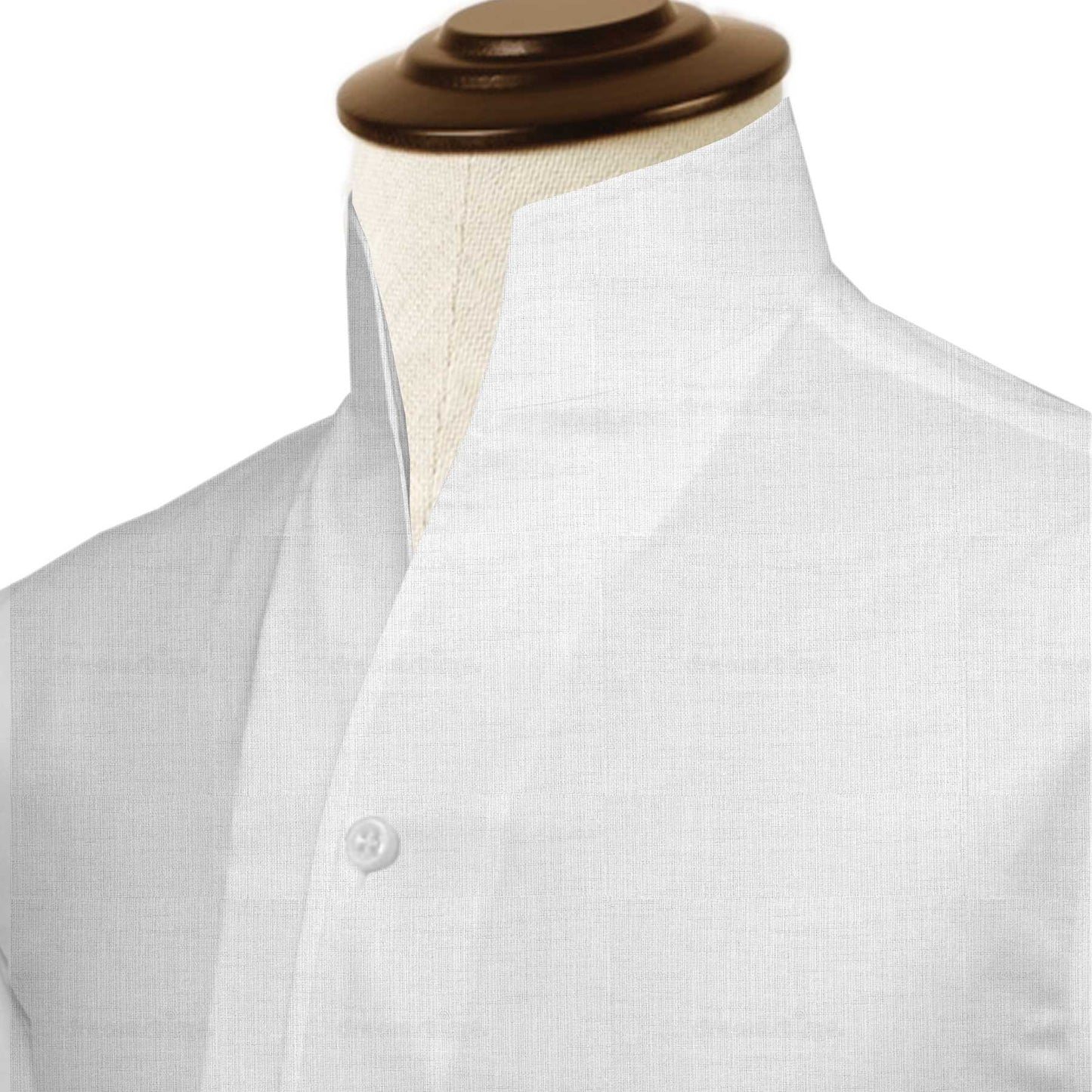 White Linen High One Piece Stand Collar Shirt