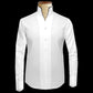 Men White Shirt Double High Collar Shirt Buttonless V Collar Shirt High Tall Neck Mandarin Collar Contrast Inner High Band Collar Shirt