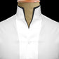 Men White Shirt Double High Collar Shirt Buttonless V Collar Shirt High Tall Neck Mandarin Collar Contrast Inner High Band Collar Shirt