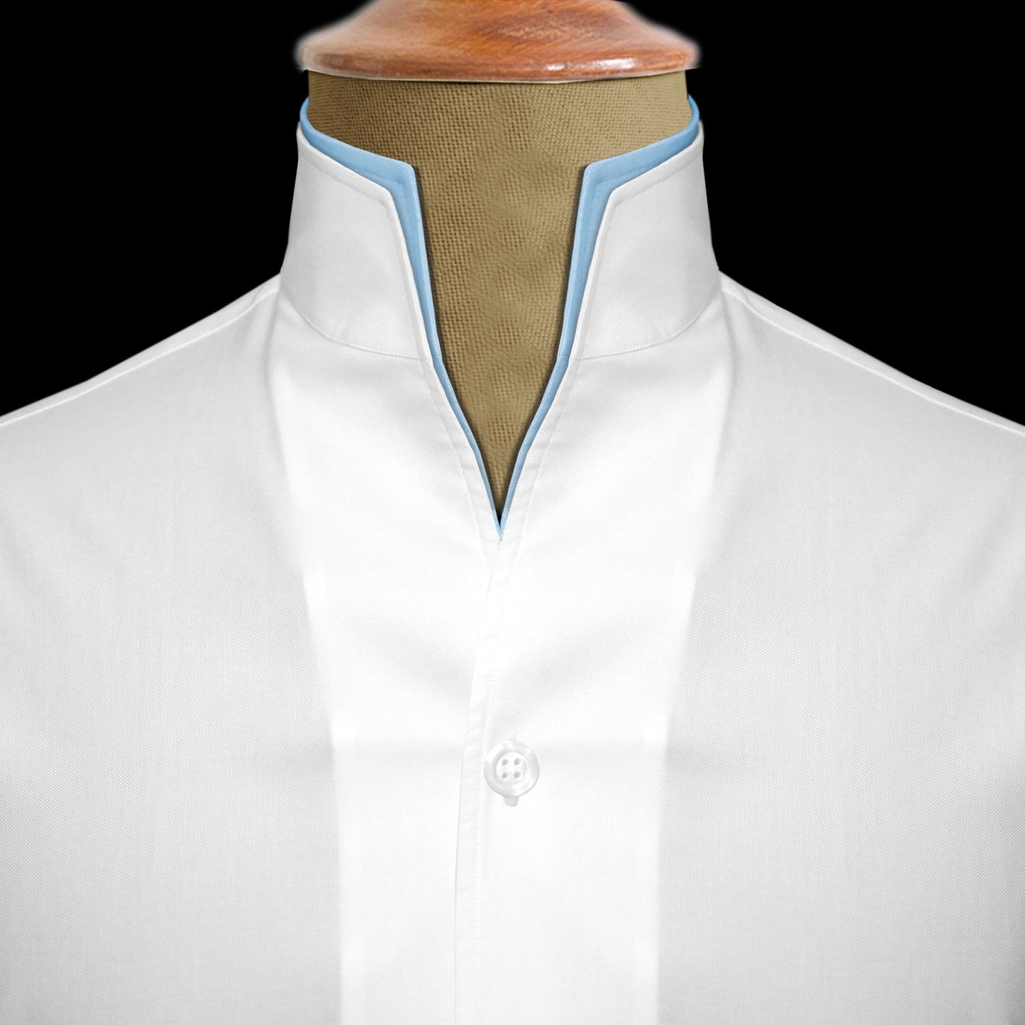 Men White Shirt Double High Collar Shirt Buttonless V Collar Shirt High Tall Neck Mandarin Collar Contrast Inner High Band Collar Shirt