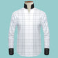 White Plaid Checks Men's Shirt High Collar Shirt Buttonless V Collar Shirt High Tall Neck Collar China High Band Collar Cotton Dress Shirt