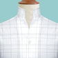 White Plaid Checks Men's Shirt High Collar Shirt Buttonless V Collar Shirt High Tall Neck Collar China High Band Collar Cotton Dress Shirt