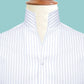 White Checks Men's Shirt High Collar Shirt Buttonless V Collar Shirt High Tall Neck Collar China High Band Collar Cotton Dress Shirt