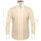 Yellow Striped One Piece Collar Shirt For Men Gift Giza Cotton Satin High Tall Neck Stiff Collar Shirt Chinese Mandarin Band Collar Dress Shirt