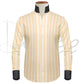 Yellow Striped One Piece Collar Shirt For Men Gift Giza Cotton Satin High Tall Neck Stiff Collar Shirt Chinese Mandarin Band Collar Dress Shirt