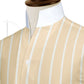 Yellow Striped One Piece Collar Shirt For Men Gift Giza Cotton Satin High Tall Neck Stiff Collar Shirt Chinese Mandarin Band Collar Dress Shirt