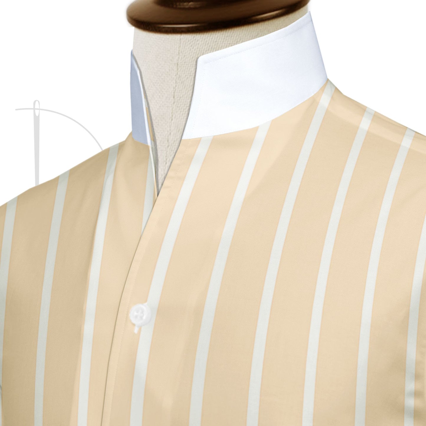 Yellow Striped One Piece Collar Shirt For Men Gift Giza Cotton Satin High Tall Neck Stiff Collar Shirt Chinese Mandarin Band Collar Dress Shirt