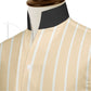 Yellow Striped One Piece Collar Shirt For Men Gift Giza Cotton Satin High Tall Neck Stiff Collar Shirt Chinese Mandarin Band Collar Dress Shirt