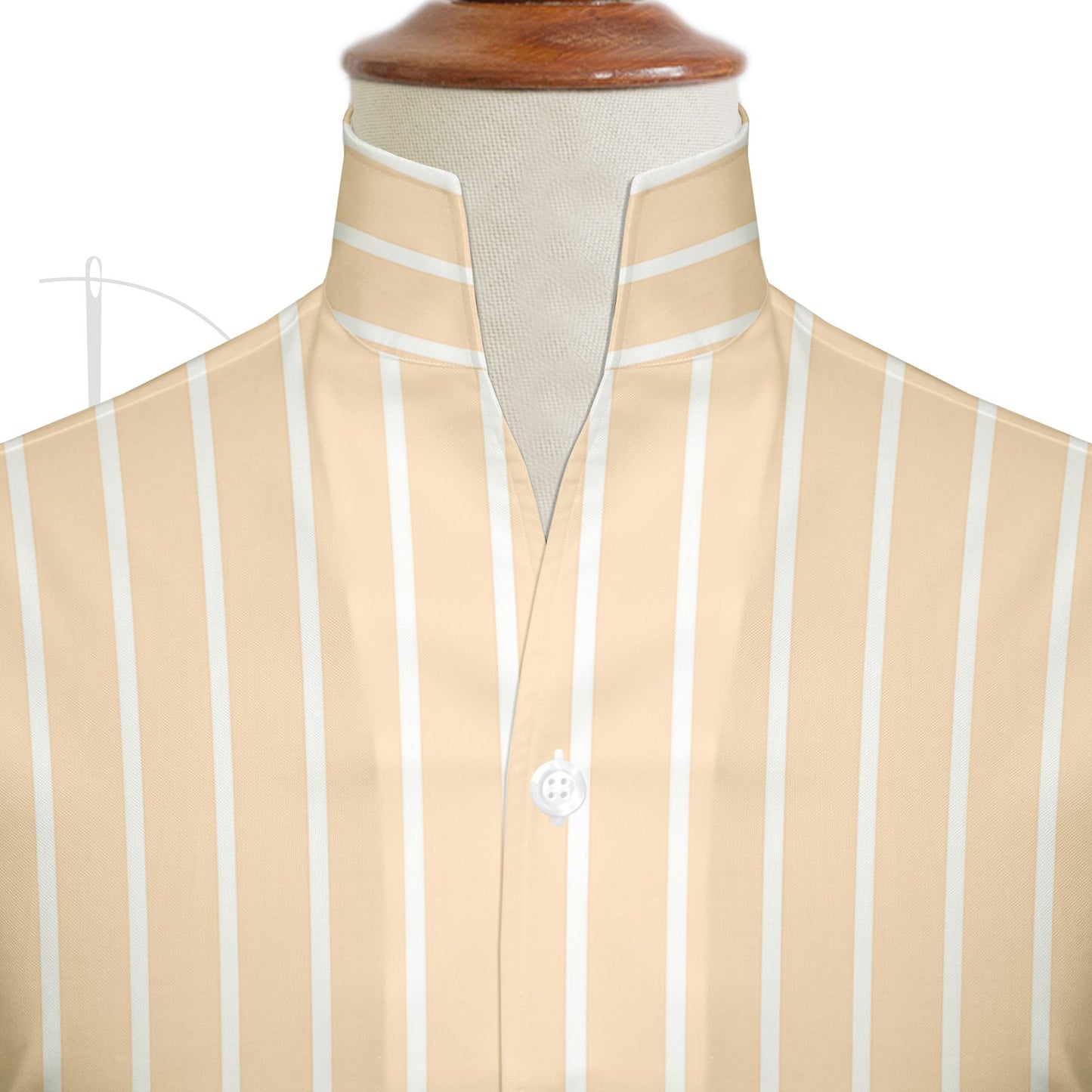 Yellow Striped One Piece Collar Shirt For Men Gift Giza Cotton Satin High Tall Neck Stiff Collar Shirt Chinese Mandarin Band Collar Dress Shirt