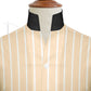 Yellow Striped One Piece Collar Shirt For Men Gift Giza Cotton Satin High Tall Neck Stiff Collar Shirt Chinese Mandarin Band Collar Dress Shirt